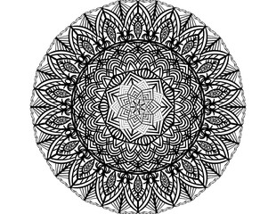 Mandala pattern for Coloring book page. Art on the wall. Lace pattern the Tattoo wallpaper Paint shirt tile Stencil Sticker Design Card Textures. Decorative circle ornament in ethnic