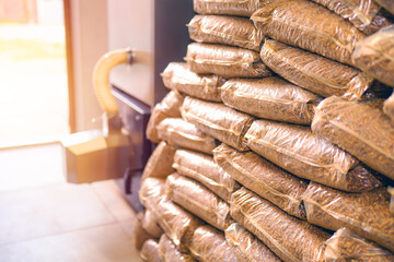 Large pile of compressed bio pellet material