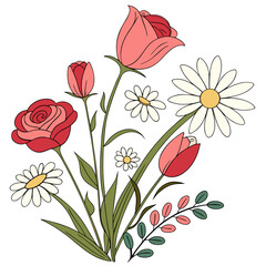 Vector illustration of a bouquet of garden flowers