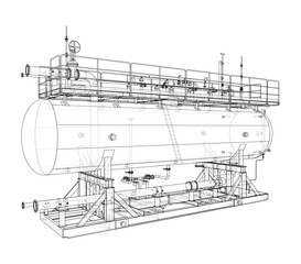 Industrial Tank Blueprint. Vector