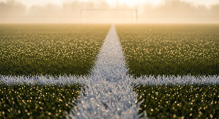 Soccer Field with Marking Lines A Perspective View of a Sports Ground on a Sunny Day