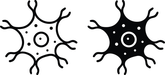 Neuron Cell Icon – Nerve Network, Brain Cell, and Neural Connection Symbol or Vector Silhouette..eps