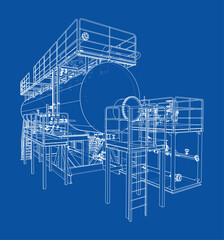 Industrial Equipment Blueprint. Vector