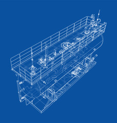 Detailed Blueprint of Industrial Structure. Vector