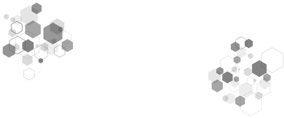 Vector Illustration of Hexagons Pattern,Geometric white and gray banner design with hexagons.
