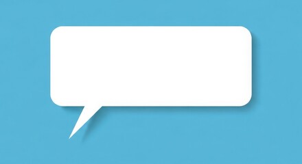 Blank white speech bubble icon with soft shadows on blue background illustration