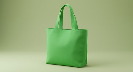 A vibrant, verdant tote bag stands against a soft green gradient background