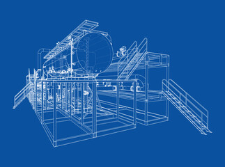 Industrial Machinery Blueprint. Vector