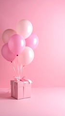 Pink Balloons and Gift Box - A Celebration of Joy and Happiness.