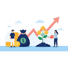 Financial investment and growth strategy, wealth management concept, saving money for future success.