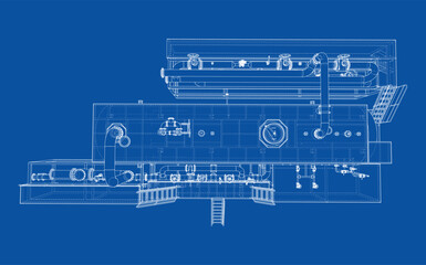 Industrial Machinery Blueprint. Vector