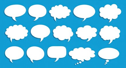 Collection of blank speech bubbles and thought clouds for creative communication and design projects illustration