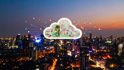 Obraz premium クラウドネットワーク概念図