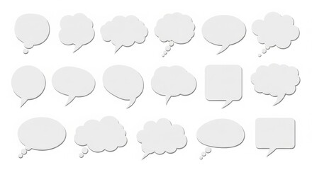 Fototapeta premium Collection of torn paper speech bubble icons with shadow effects for communication graphics illustration