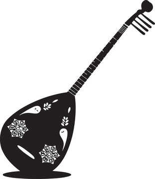 black silhouette of rebab on white background, vector