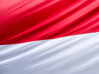 Indonesian Red and White Flag Waving in the Wind