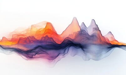 Wave abstract info graphics with sound wave patterns on a white background. This modern design concept represents data analysis, digital communication, and creative digital art, Generative AI