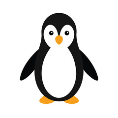 Obraz premium Adorable Cartoon Penguin Standing on White Background cute animal