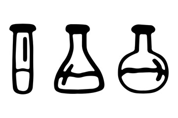 Vector illustration in doodle style of a set of test tubes Основные RGB