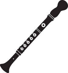 Naklejka premium black silhouette of recorder on white background, vector
