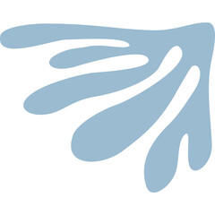 Abstract blue organic shape art on white background delicate flowing lines suggestive of nature and movement serene aesthetic design element