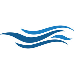 Abstract Blue Wave Graphic With Transparent Background And Smooth Curves Representing Water Flow And Movement In A Clean Minimalist Design