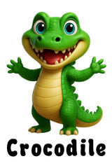 Fototapeta premium Cheerful Cartoon Crocodile with Wide Smile and Open Arms Ready to Hug