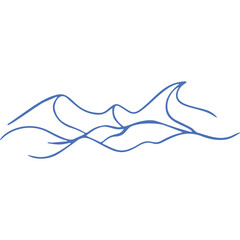 Abstract Blue Wave Pattern on Transparent Background Simple Fluid Lines Representing Water Motion and Flow