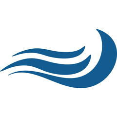 Abstract Blue Wavy Lines Forming a Crescent Shape on a Transparent Background Representing Flow and Movement