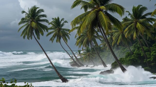 Coconut Palms in a Hurricane: The Fury of Storm Surges and Gale-Force Winds
