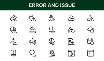 Error and Issue Icon illustrating alerts, system faults, and problem resolution in technology