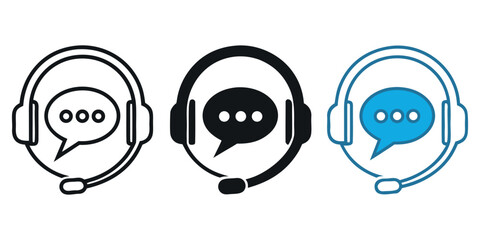 Professional customer support team icons for website, offering instant communication, assistance and helpdesk services through call center solutions online