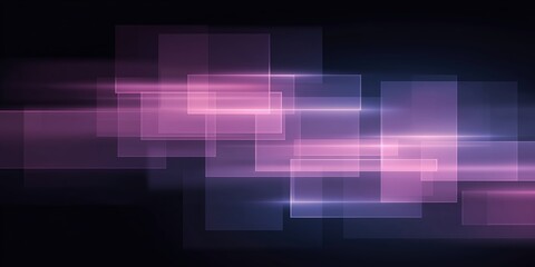 Abstract digital illustration featuring overlapping translucent rectangles in shades of pink and purple, creating a sense of motion and depth against a dark background, ideal for modern design 