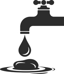 Water Faucet Dripping Tap Vector Illustration.