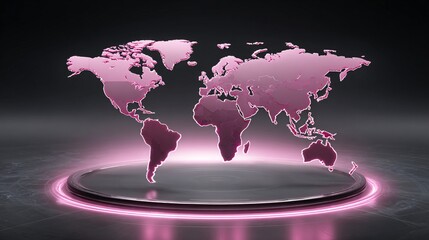 Global coverage map forming from smartphone, neon lines, copy space left,