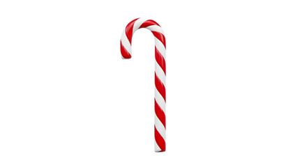Red and white candy cane, sweet holiday treat, glossy, for festive backgrounds, product photography, and seasonal social media.