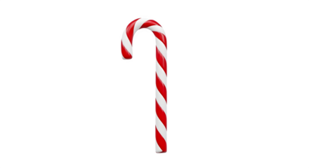 Red and white candy cane, sweet holiday treat, glossy, for festive backgrounds, product photography, and seasonal social media.