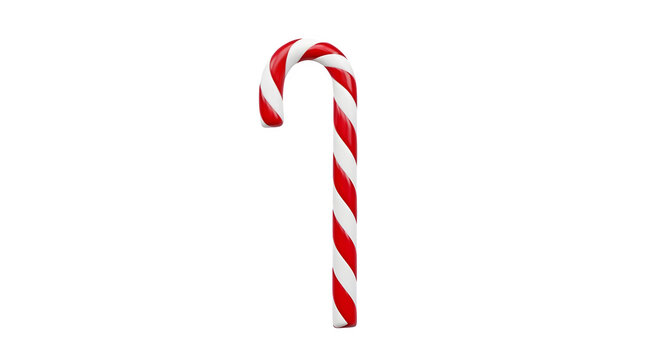 Red and white candy cane, sweet holiday treat, glossy, for festive backgrounds, product photography, and seasonal social media. - Powered by Adobe