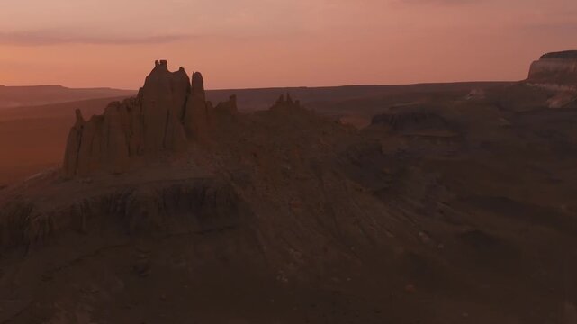 Golden Sunset over Bozzhira Canyon, Mangystau Region, Kazakhstan