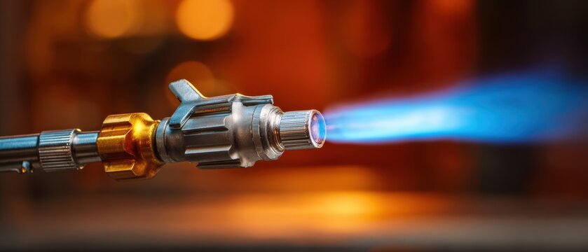 The Blowtorch Emitting Intense Blue Flame For Precision Metalworking And Industrial Use