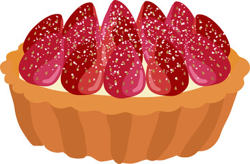 Strawberry Tart Illustration with Powdered Sugar