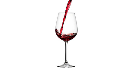 Red wine flows into glass against black backdrop. Dynamic liquid texture and clean lines ideal for beverage branding, presentation templates, or social media content.