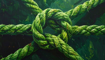 Intricate Green Rope Knot - A Symbol of Connection and Strength.
