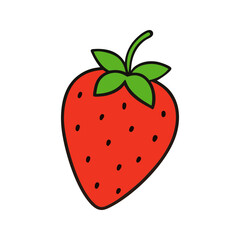 A simple strawberry on transparent background