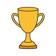 A golden trophy cup on transparent background