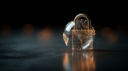 Earth surrounded by padlock & network shield, cybersecurity global coverage,