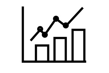 The image shows a combination of a bar chart and a line graph. The bars represent data categories with increasing values, while the connected dots and lines indicate trends or changes over time