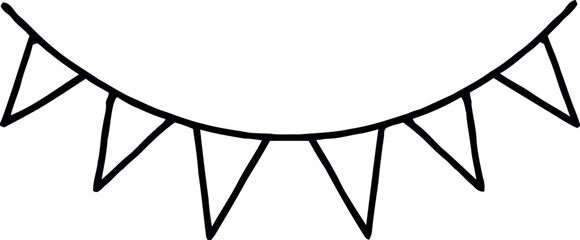 Festive hand drawn colorful bunting flags celebrating a special occasion