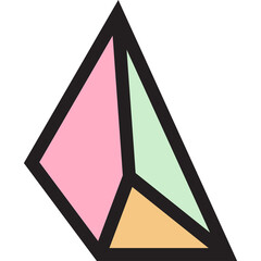 Abstract Geometric Shape with Pink Green and Orange Triangles on Transparent Background Simple Modern Design