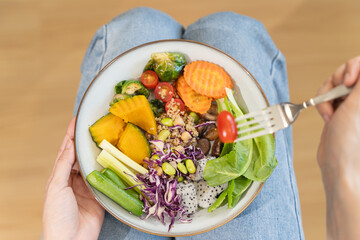 wellness lifestyles eat healthy food for good health concept, Close-up meal of vegan food have...